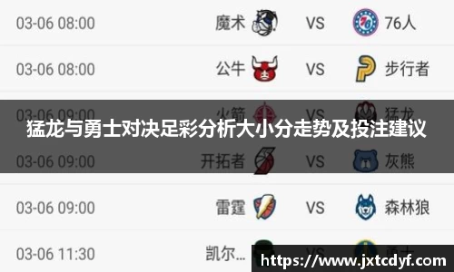 猛龙与勇士对决足彩分析大小分走势及投注建议